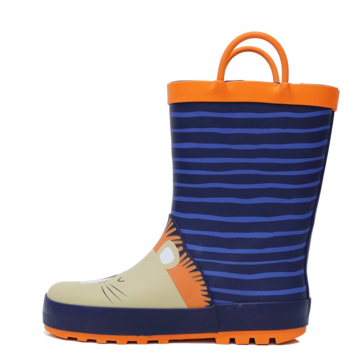 Simple striped lion children's rain boots left side display picture