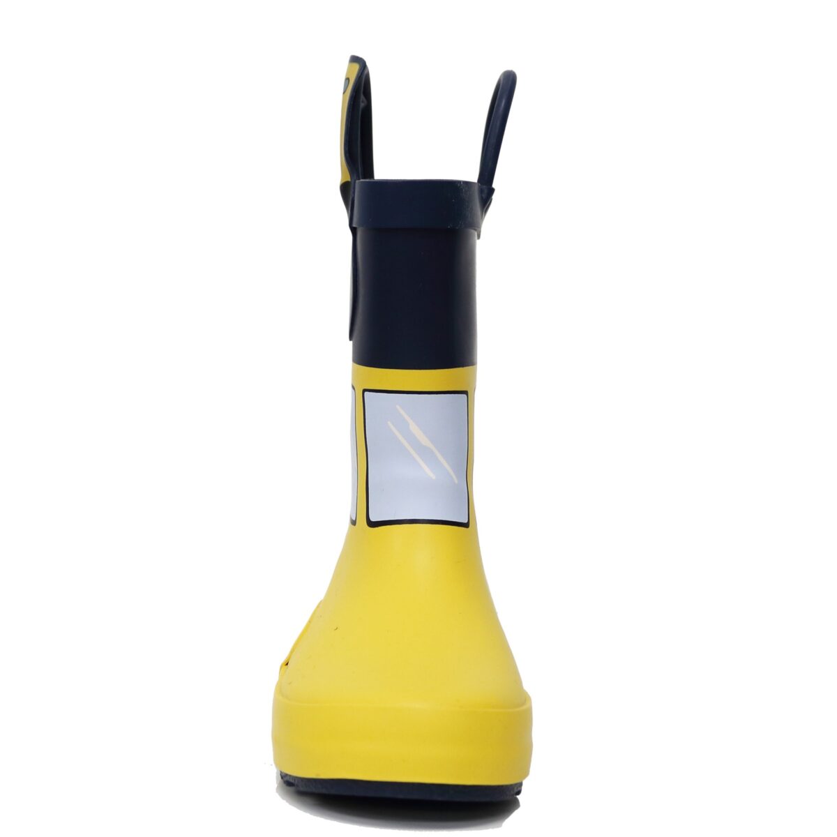 Bright yellow car children's rain boots front side display picture