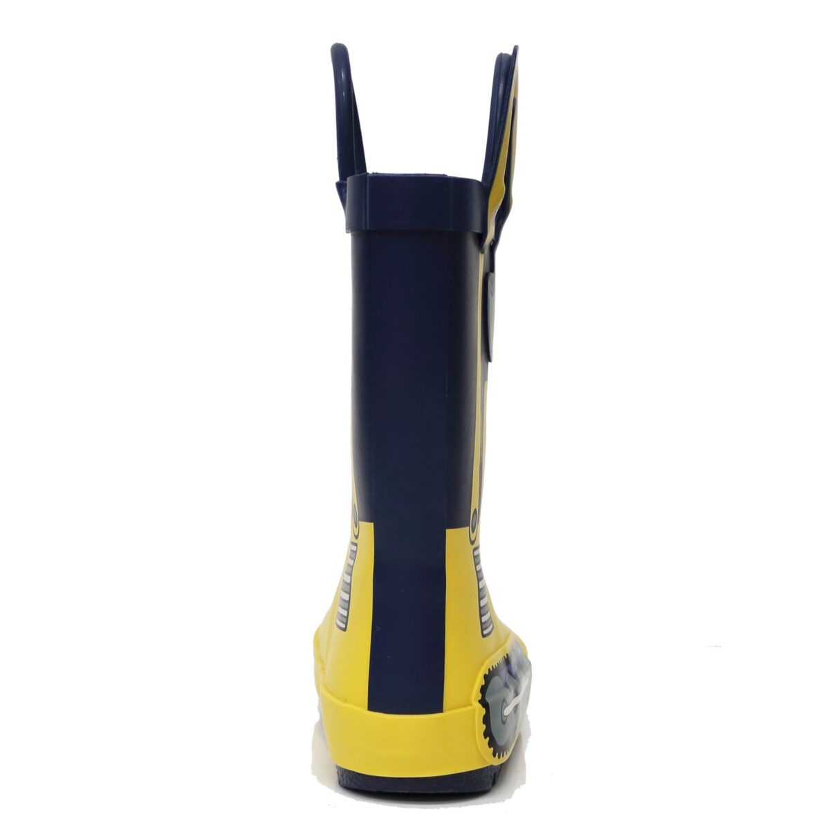 Bright yellow car children's rain boots back side display picture