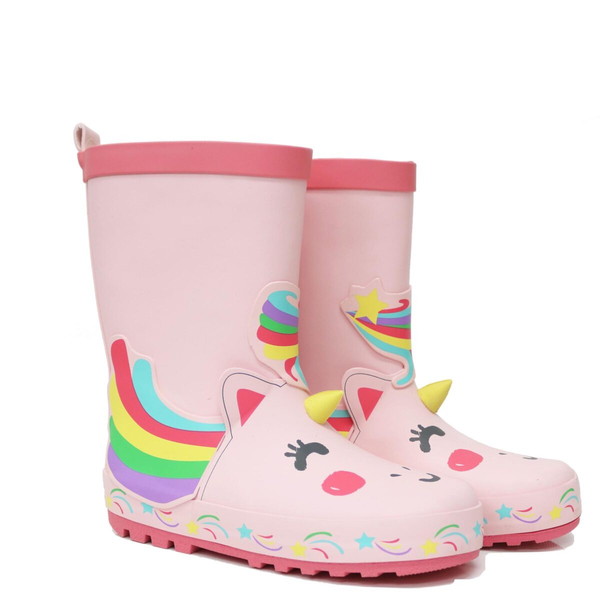 Display image of rainbow unicorn children's rain boots