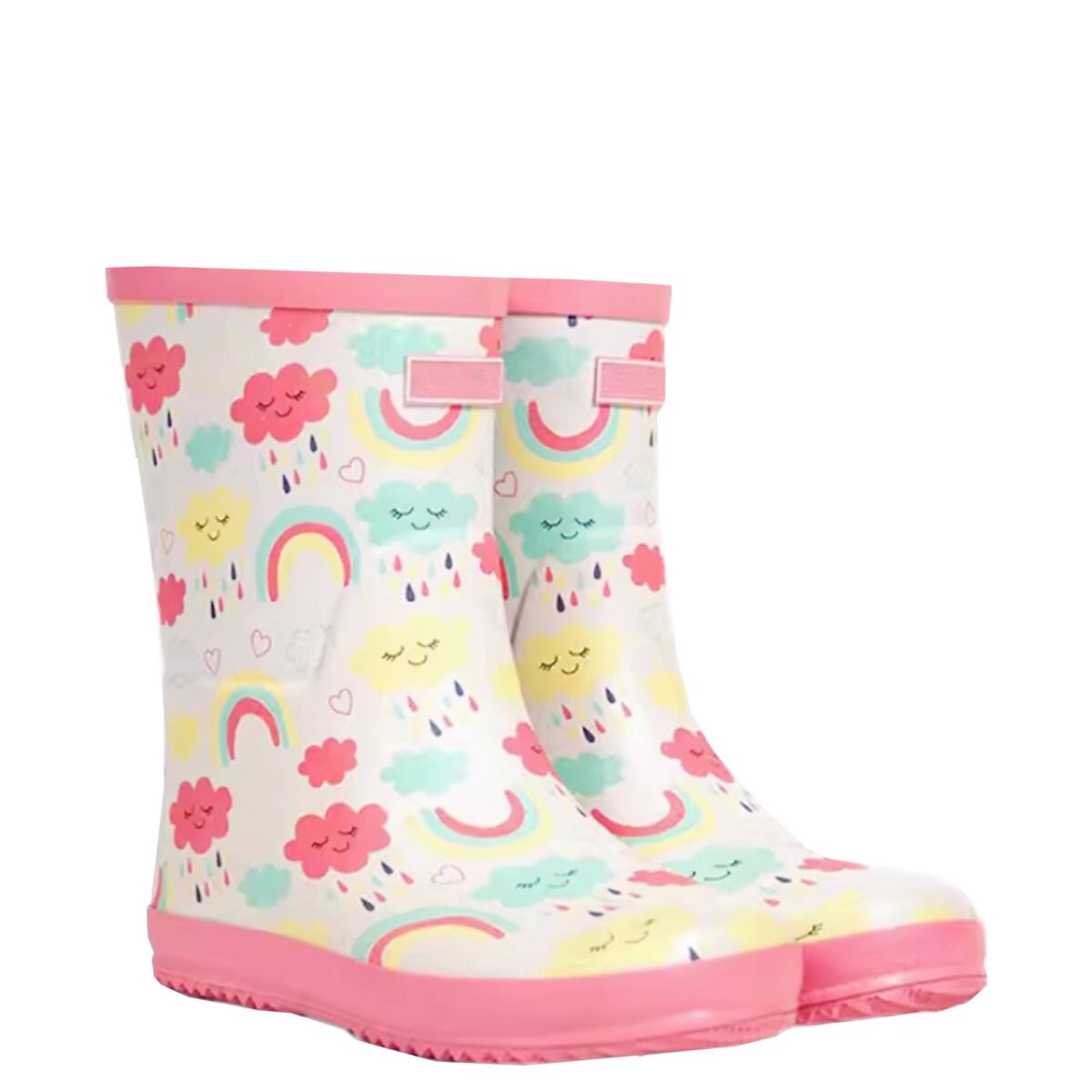 Rainbow and Cloud Story children's rain boots display picture