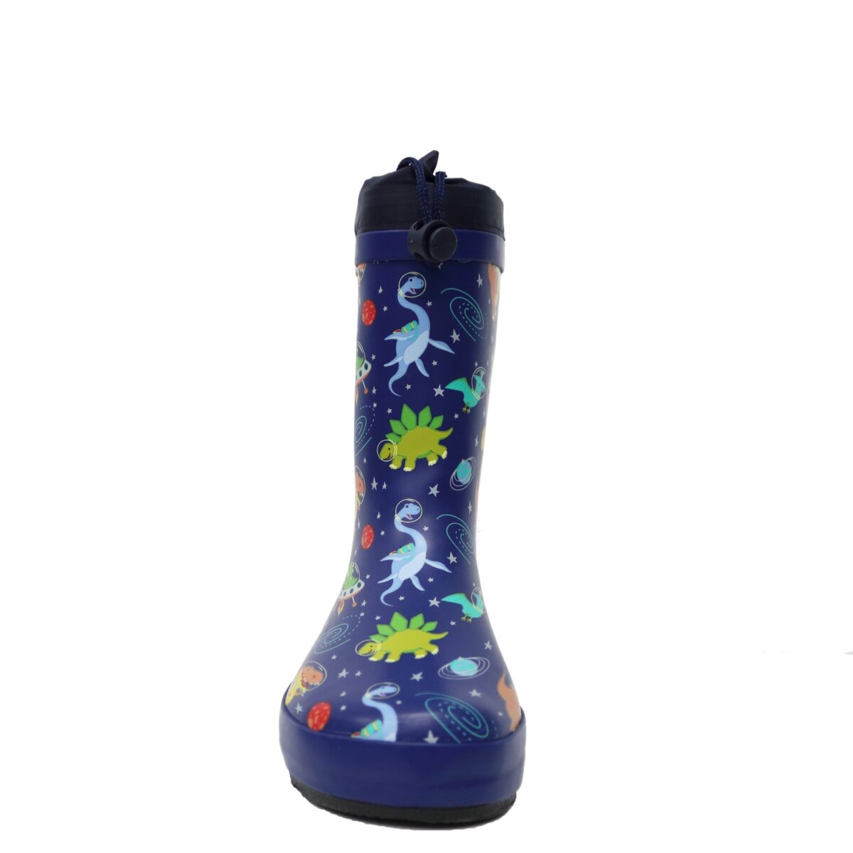 Dinosaur rain boots in space front display image