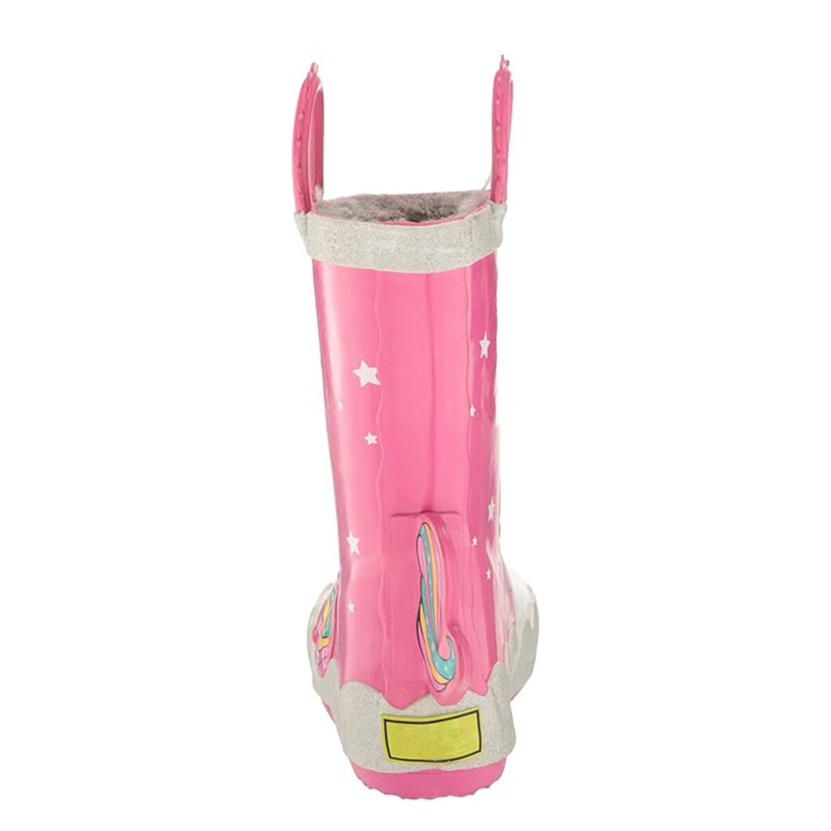 Cartoon unicorn pink and white children's rain boots back display picture