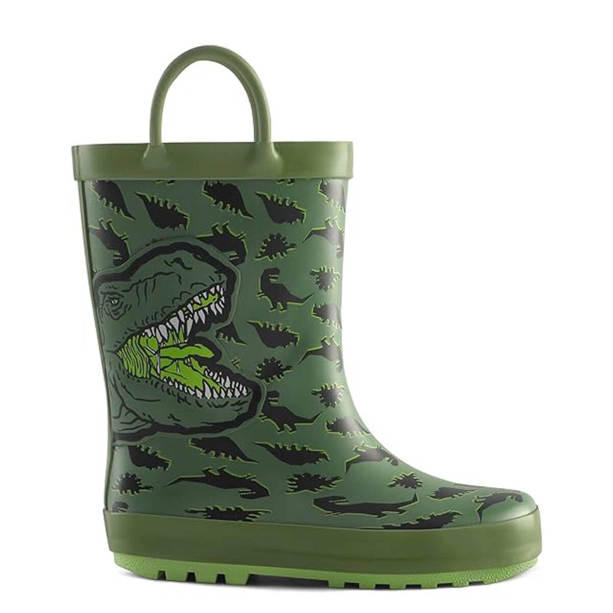 3D three-dimensional Tyrannosaurus Rex patch print children's rain boots display picture