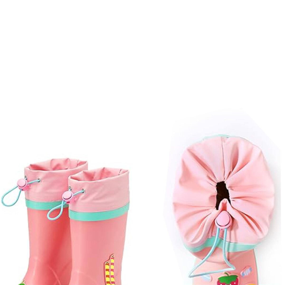 Cartoon fruit theme children's rain boots drawstring details display picture