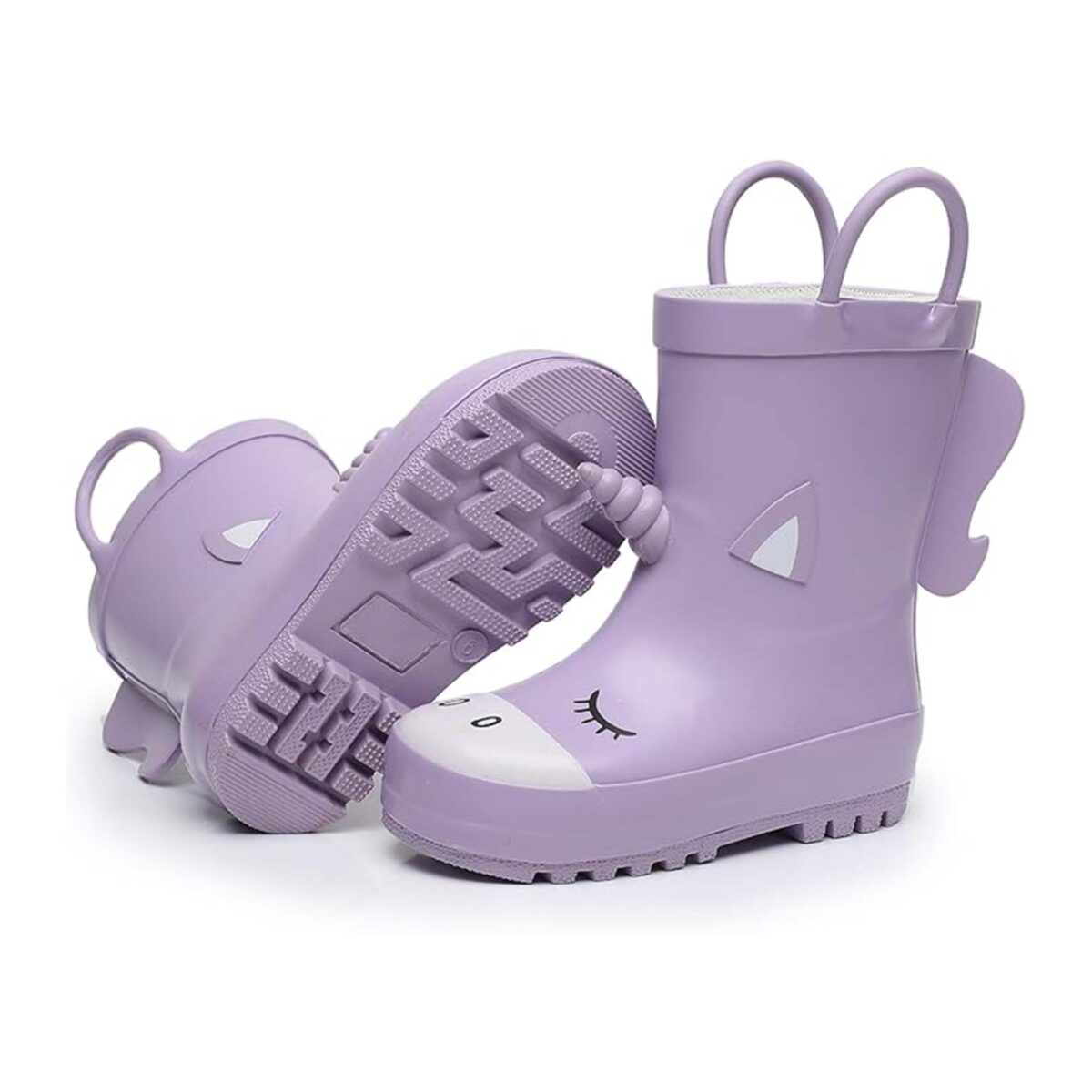 3D three-dimensional purple unicorn children's rain boots sole display