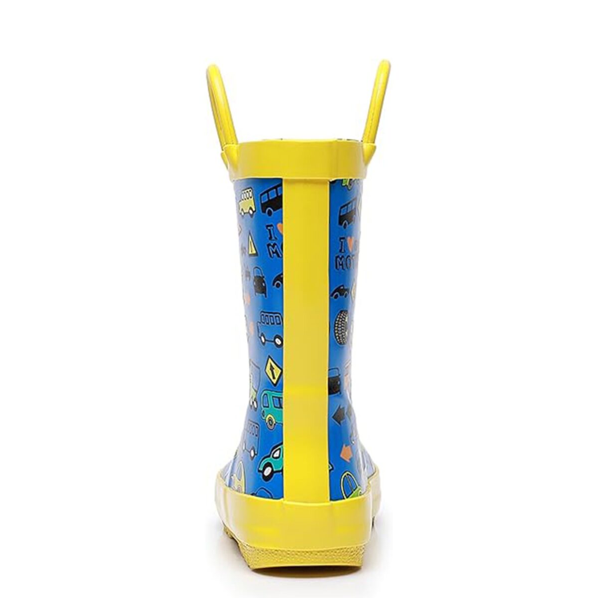 Cartoon car print children's rain boots rear side display