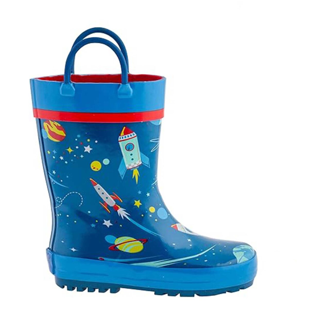 Cartoon rocket theme print children's rain boots right display picture