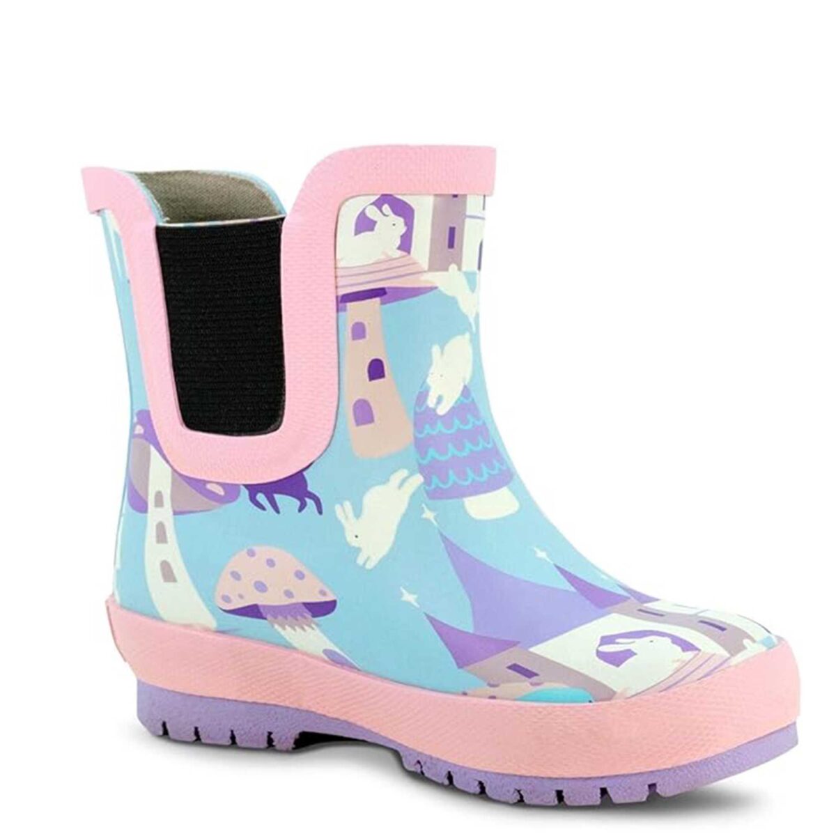 Cartoon animal park theme print children's rain boots right side display