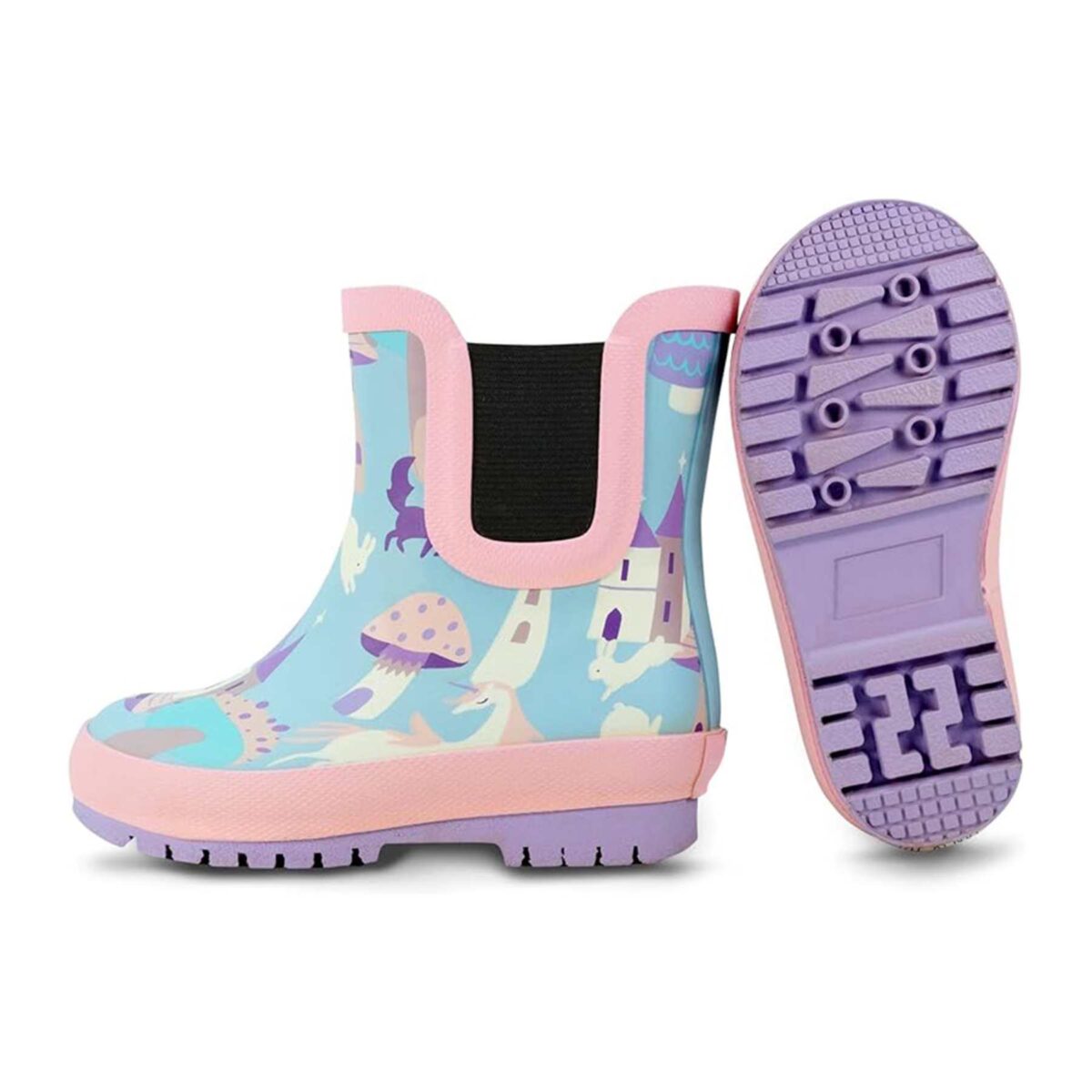 Cartoon animal park theme print children's rain boots details display