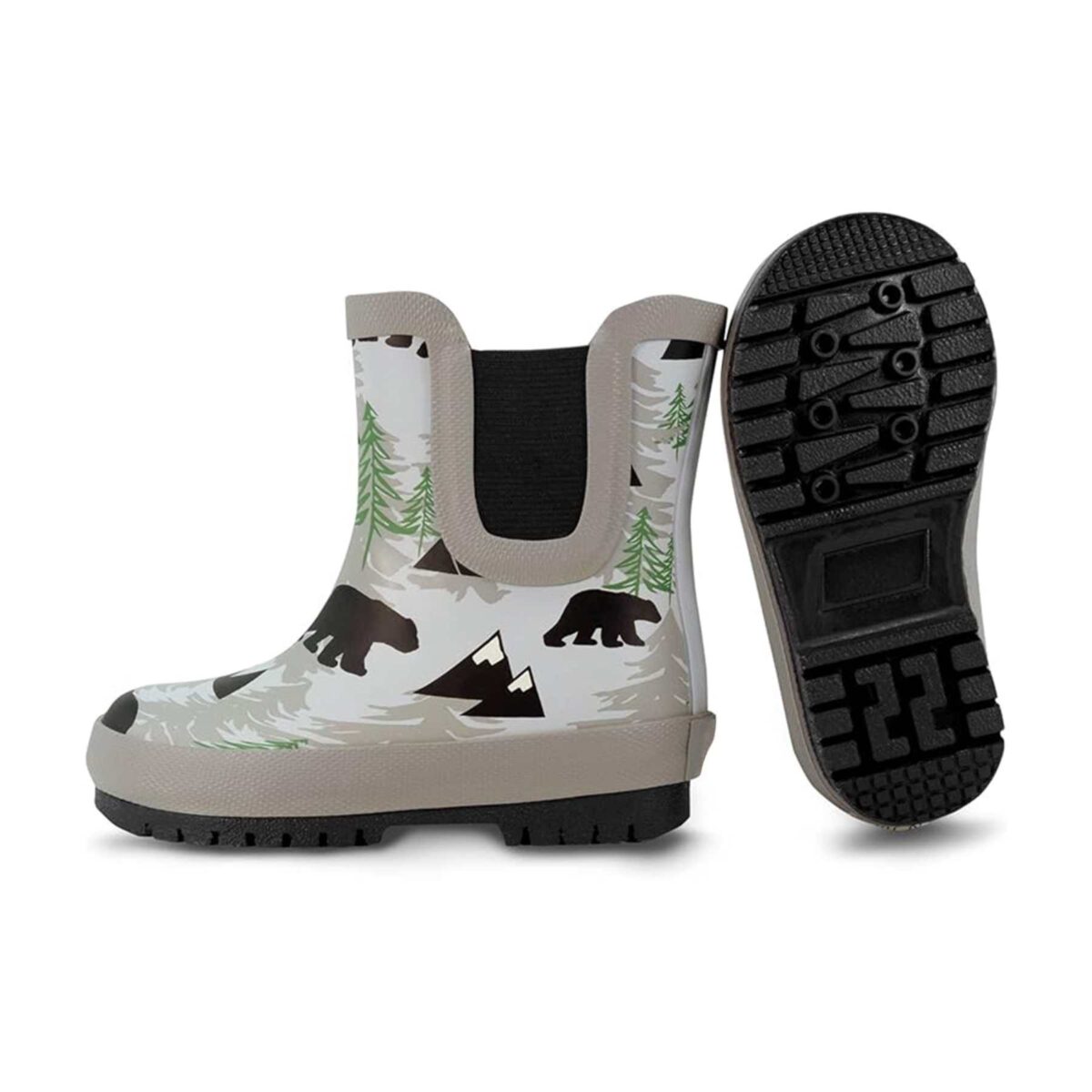 Cartoon forest bear print children's rain boots details display