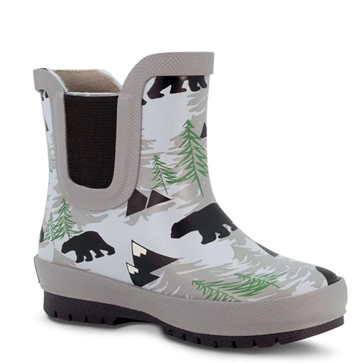 Cartoon forest bear print children's rain boots right side display