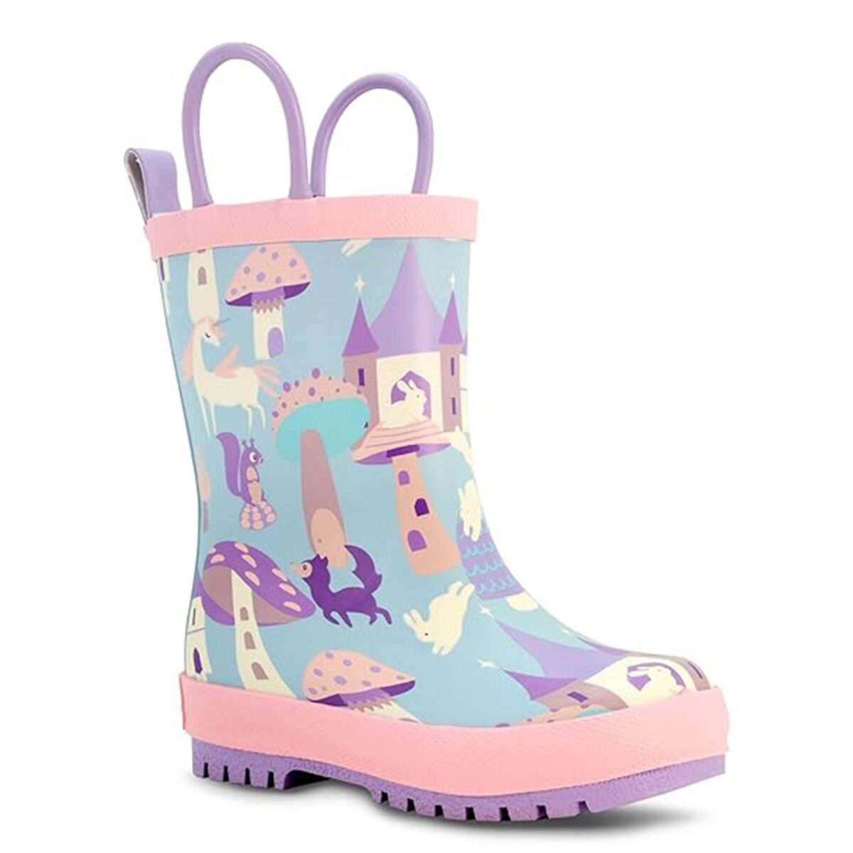 Cartoon animal park theme print children's rain boots right side display