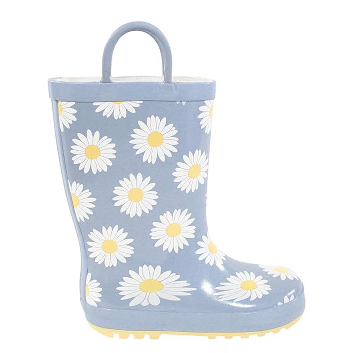 Daisy print children's rain boots right side display