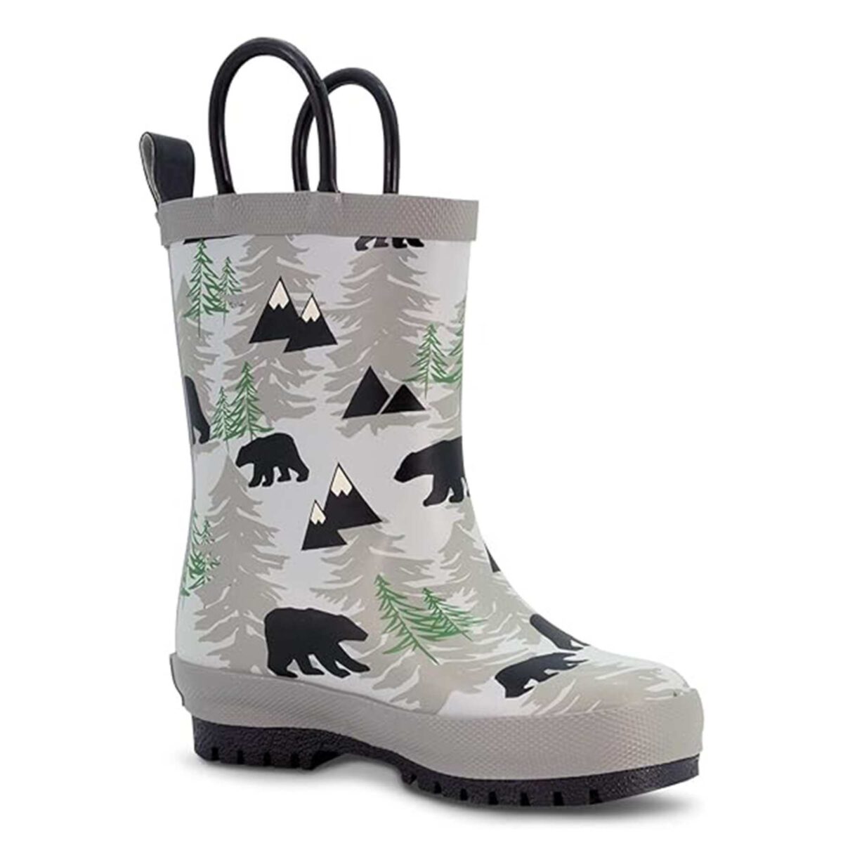 Cartoon forest bear print children's rain boots right side display