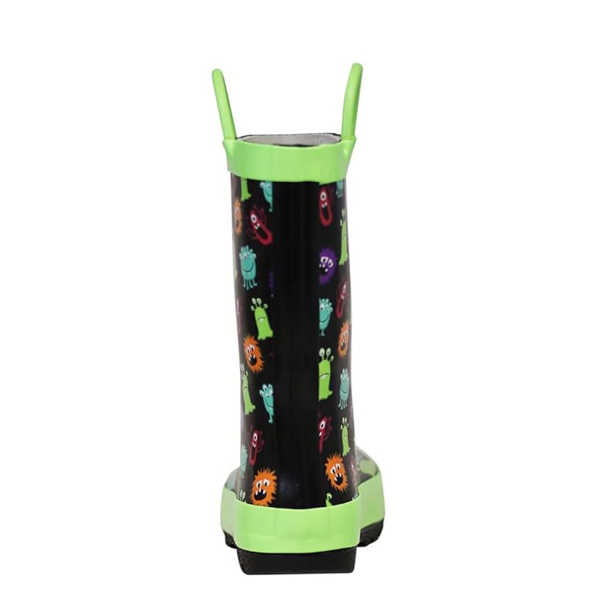 Cartoon monster color print children's rain boots back side display