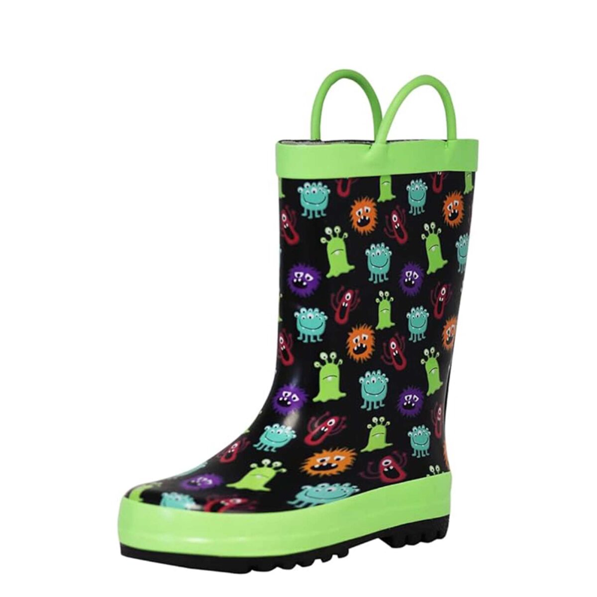 Cartoon monster color print children's rain boots right side display