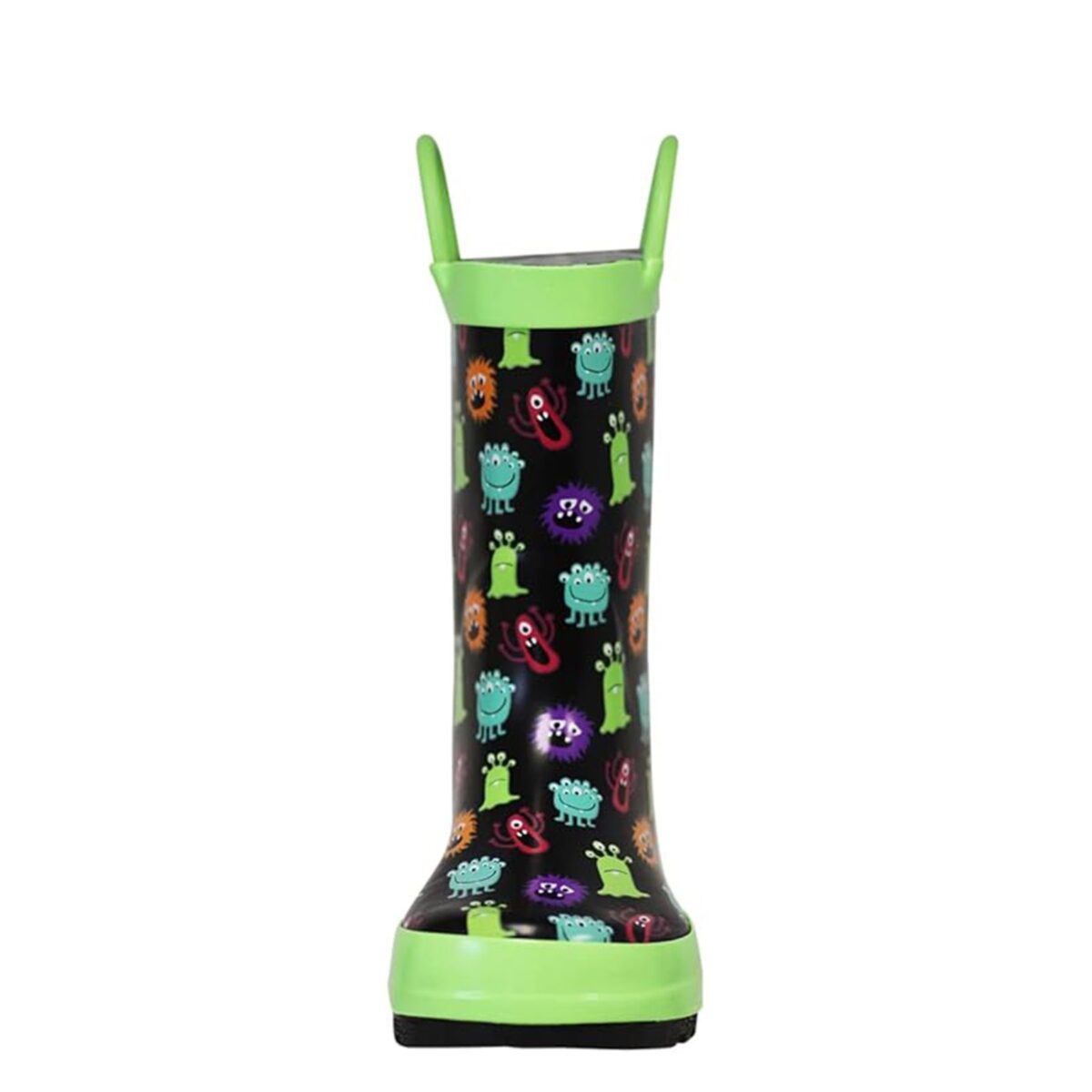 Cartoon monster color print children's rain boots front side display