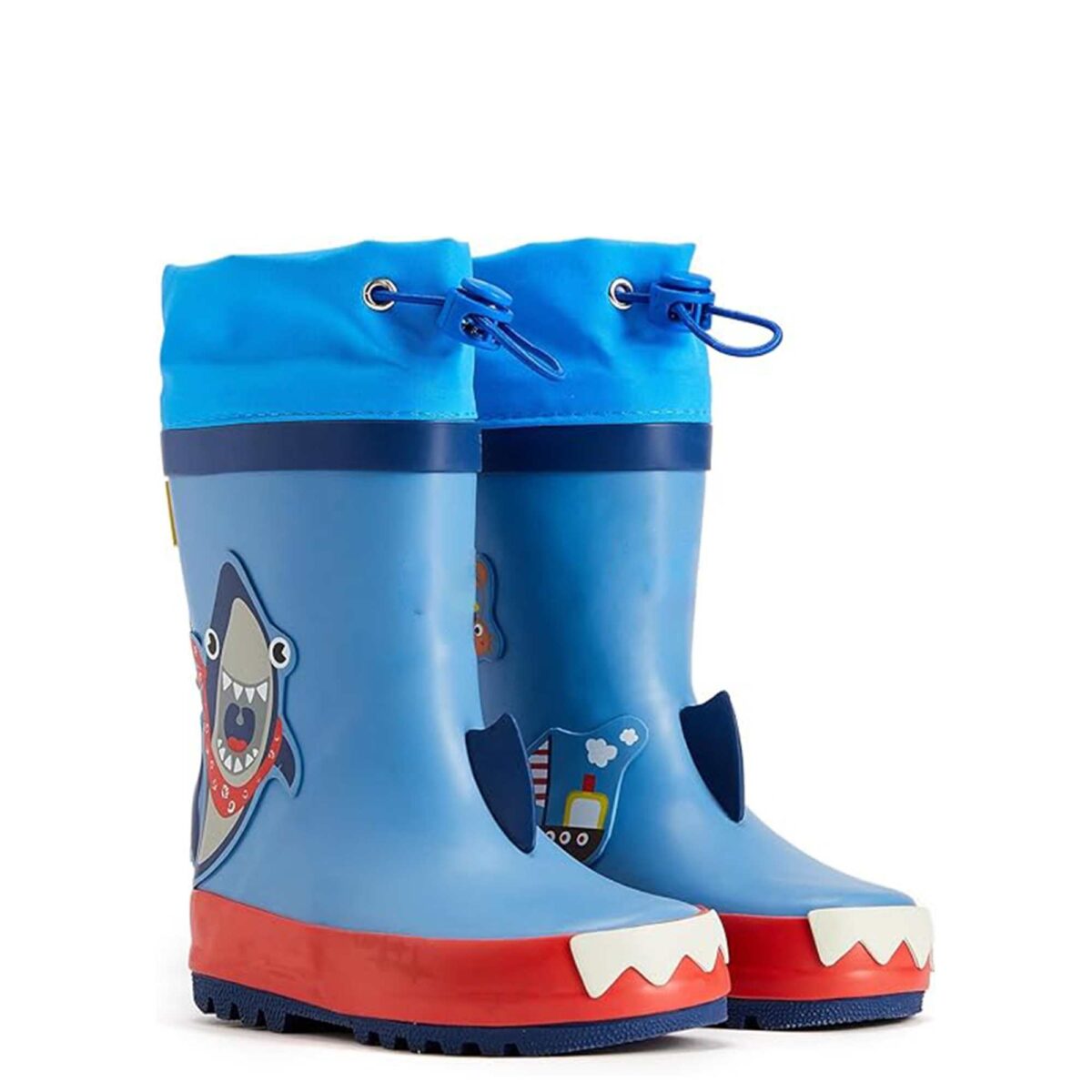 Cartoon shark patch children's rain boots display picture