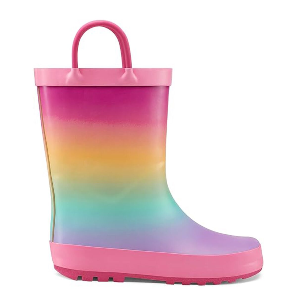 Rainbow gradient pink children's rain boots display picture