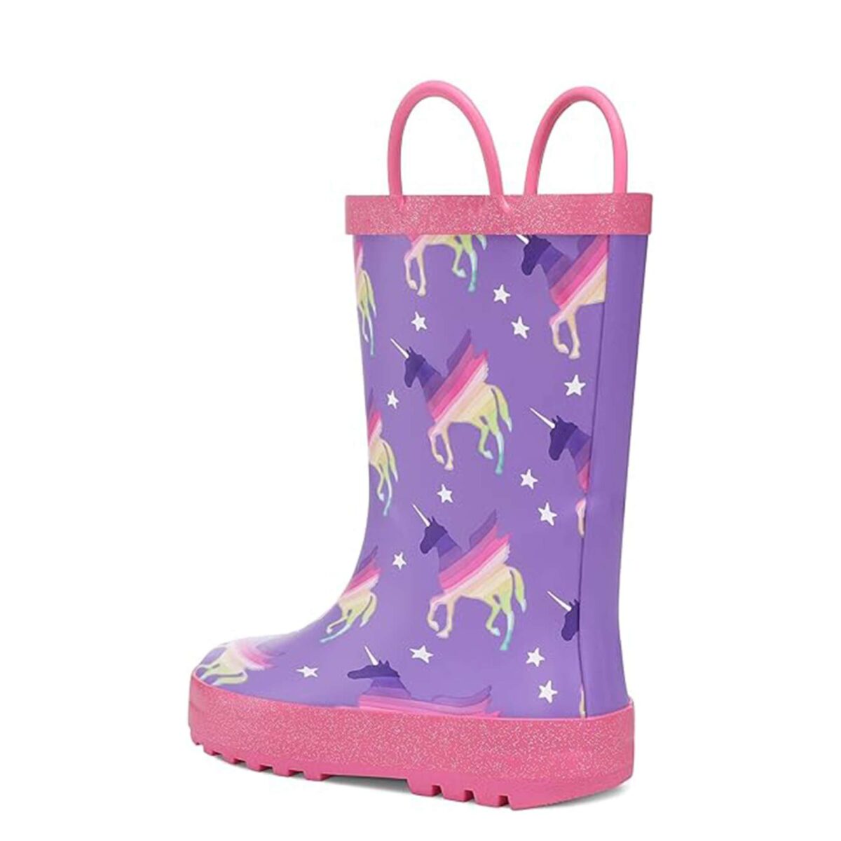 Colorful unicorn star print children's rain boots back display picture