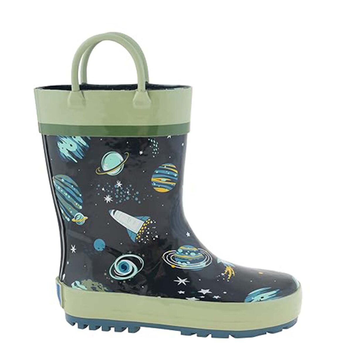 Cosmic starry sky theme print children's rain boots right display picture