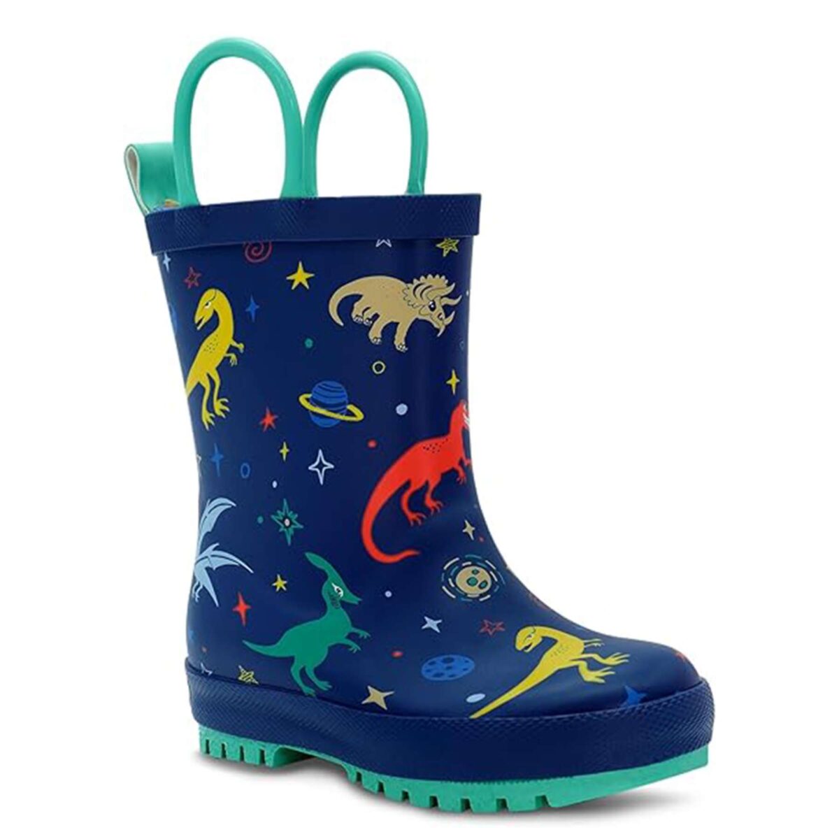 Dinosaur theme print children's rain boots right side display