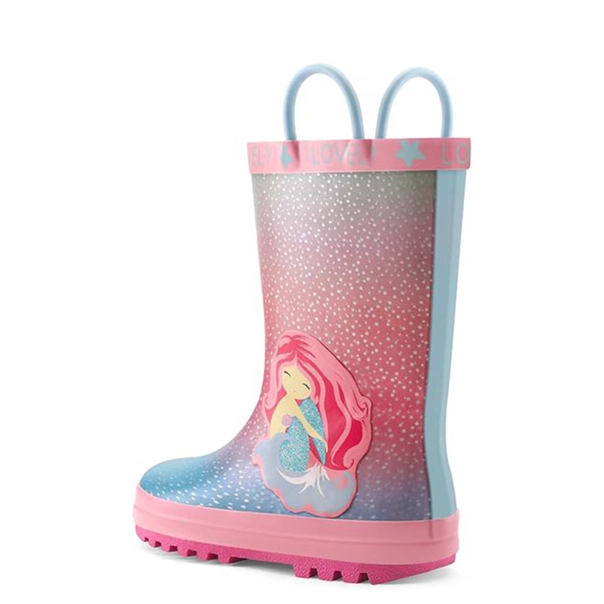 Mermaid princess style children's rain boots back side display picture