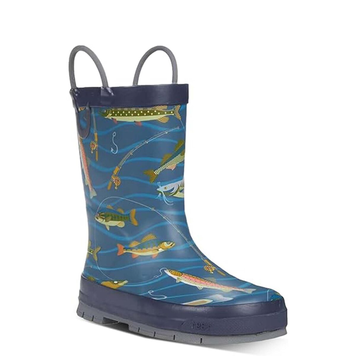 Cartoon fishing print children's rain boots display picture