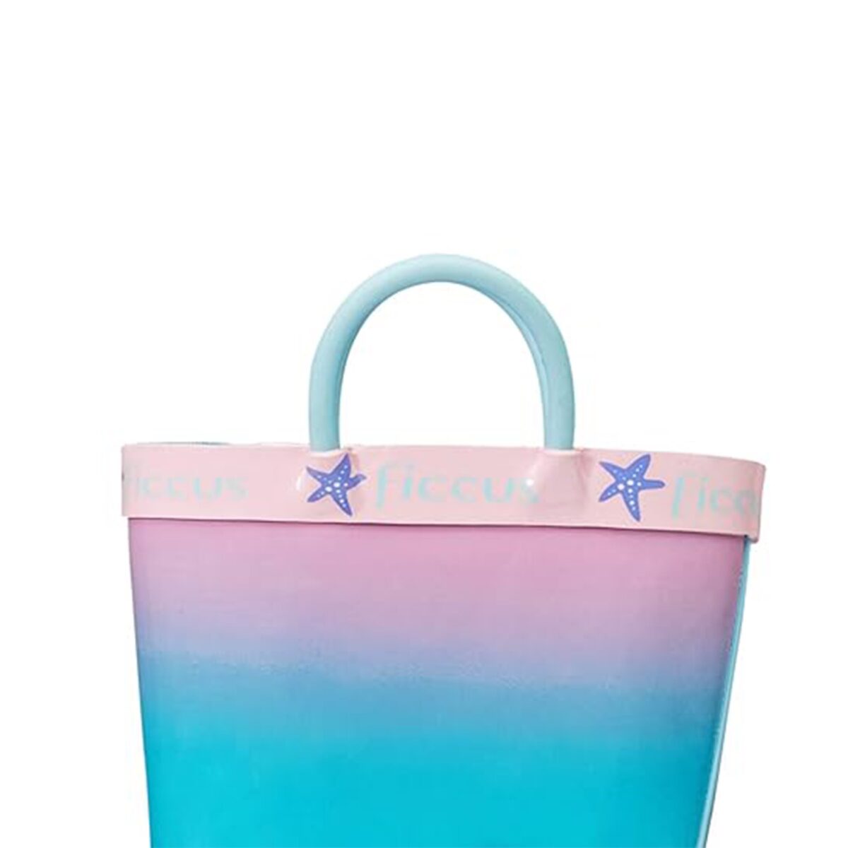 Pink and blue gradient 3D mermaid children's rain boots handle display