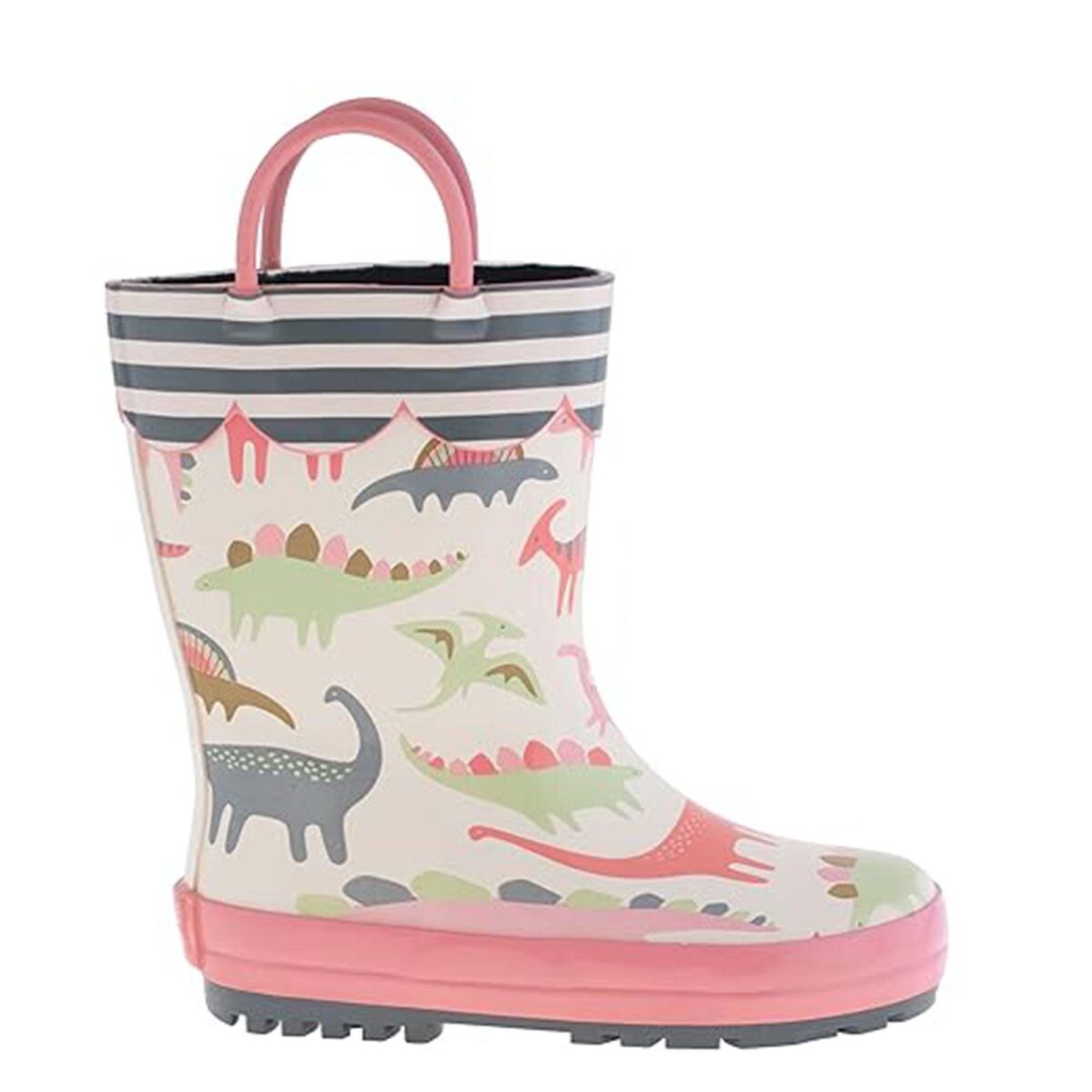 Pink series cartoon dinosaur print children's rain boots right display picture