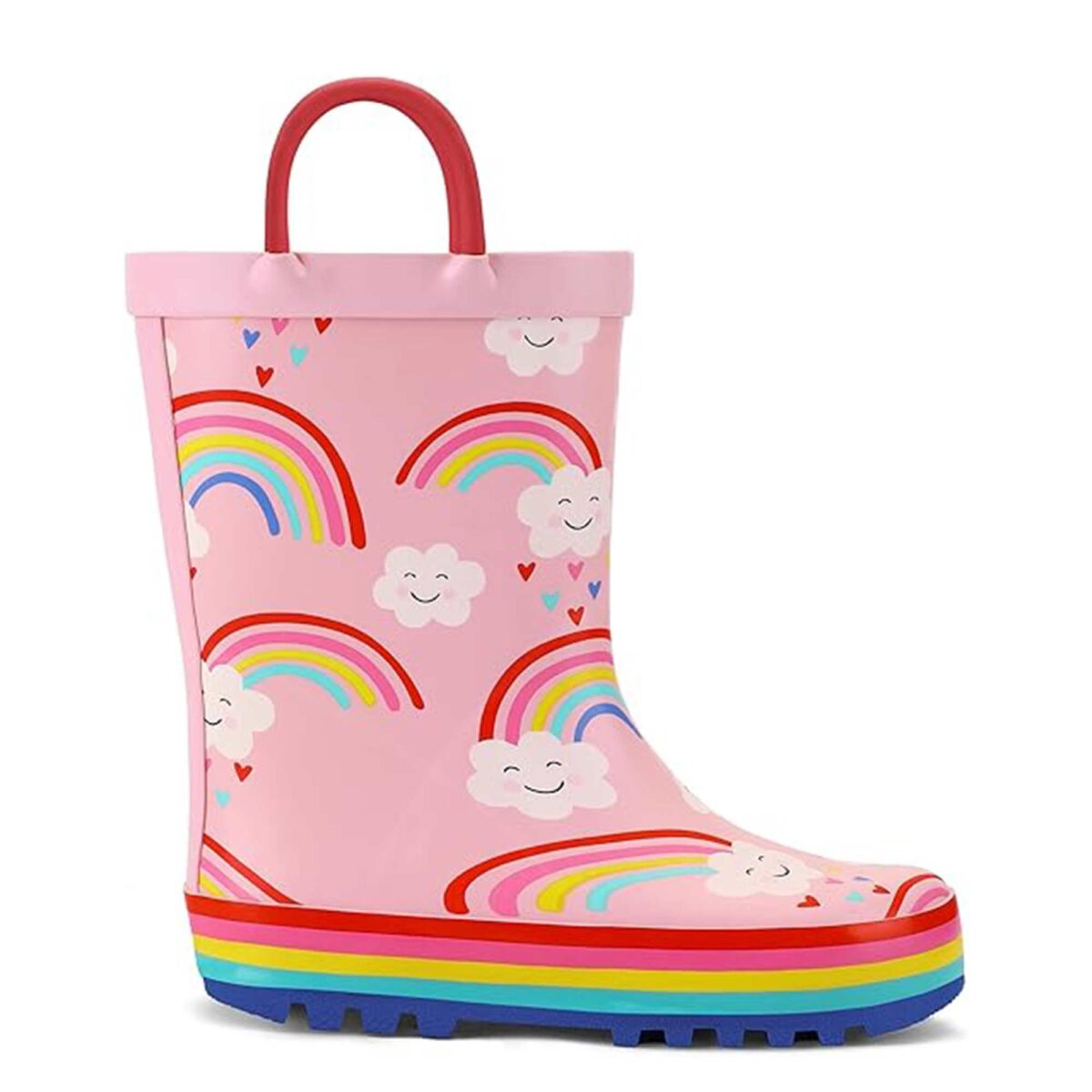 Rainbow cloud print children's rain boots display picture