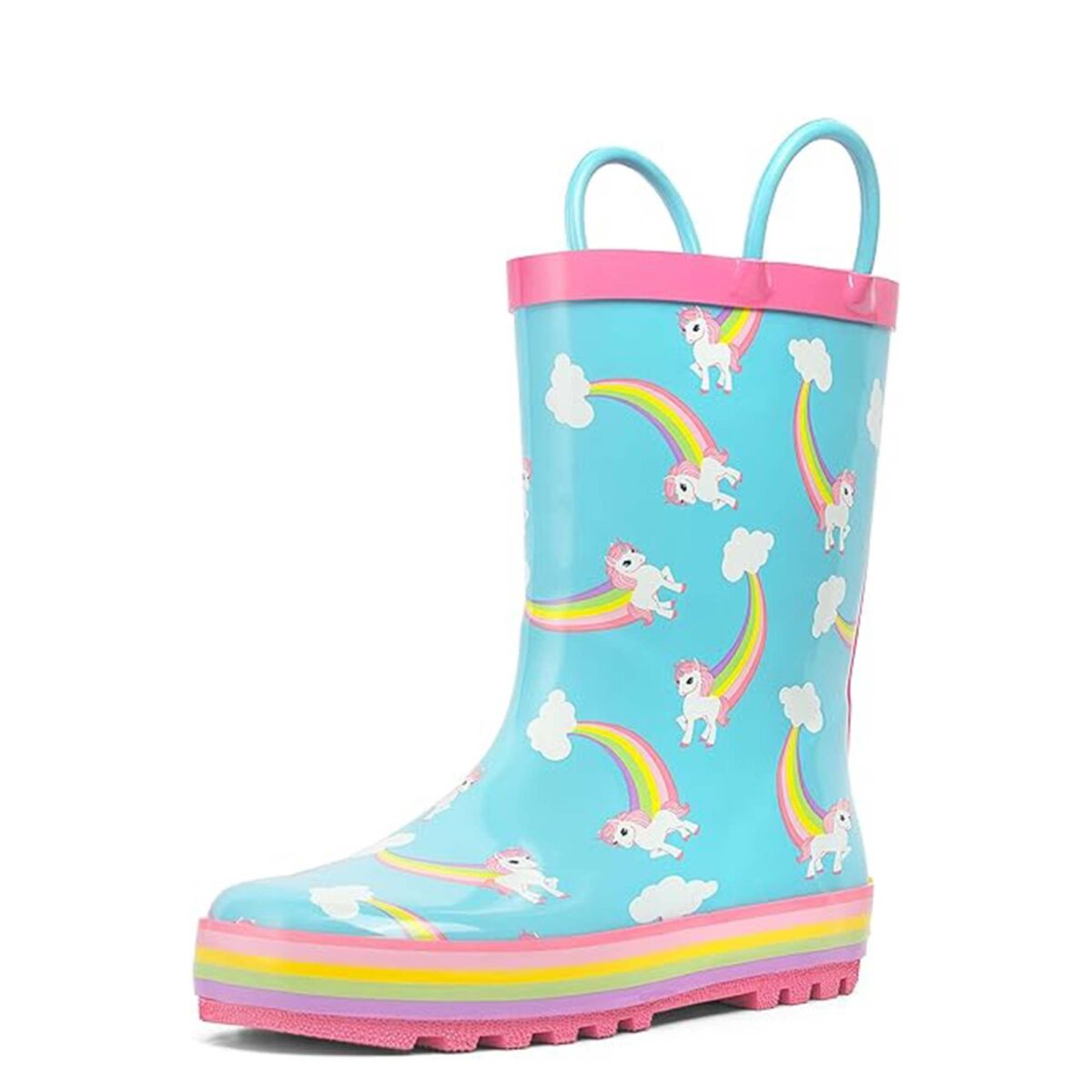 Rainbow unicorn children's rain boots right display picture