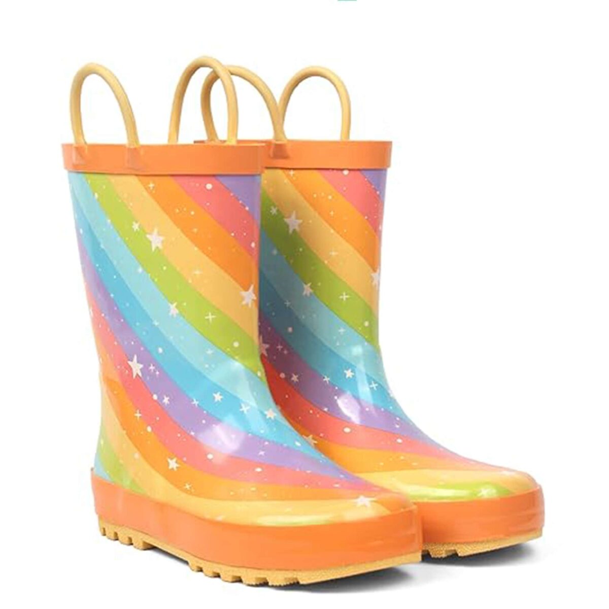 Starry rainbow children's rain boots display picture