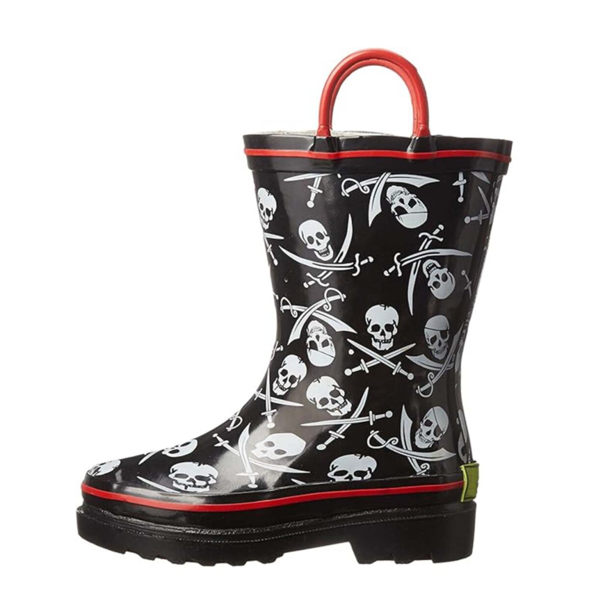 Cartoon skull print children's rain boots left display