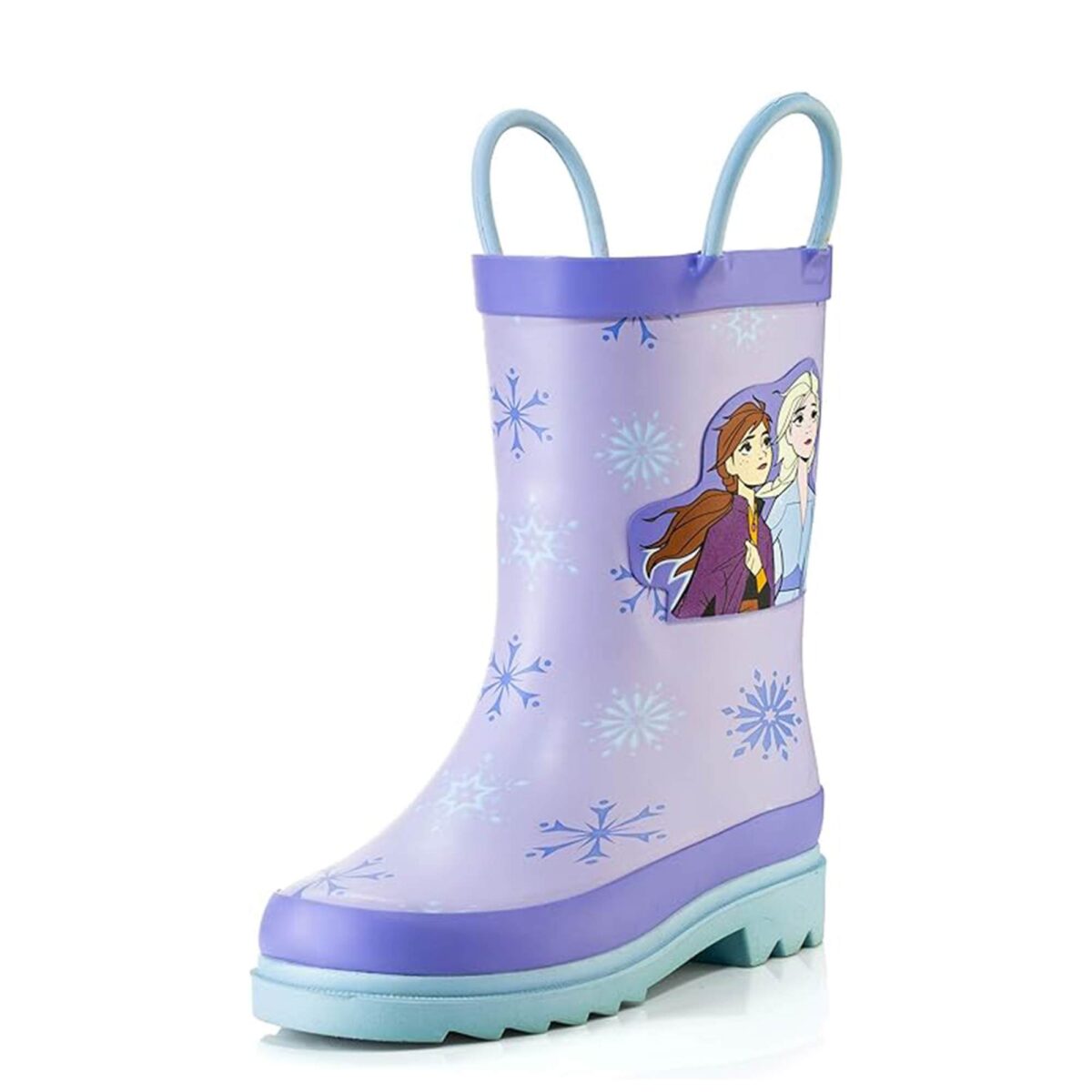 Frozen children's rain boots outside display