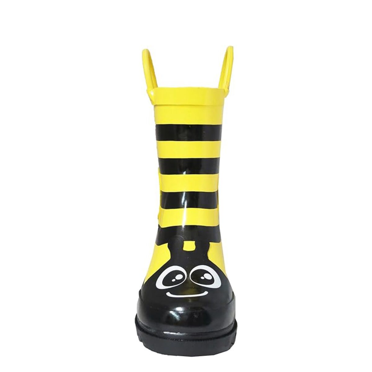 Yellow Bumblebee flower children's rain boots front side display