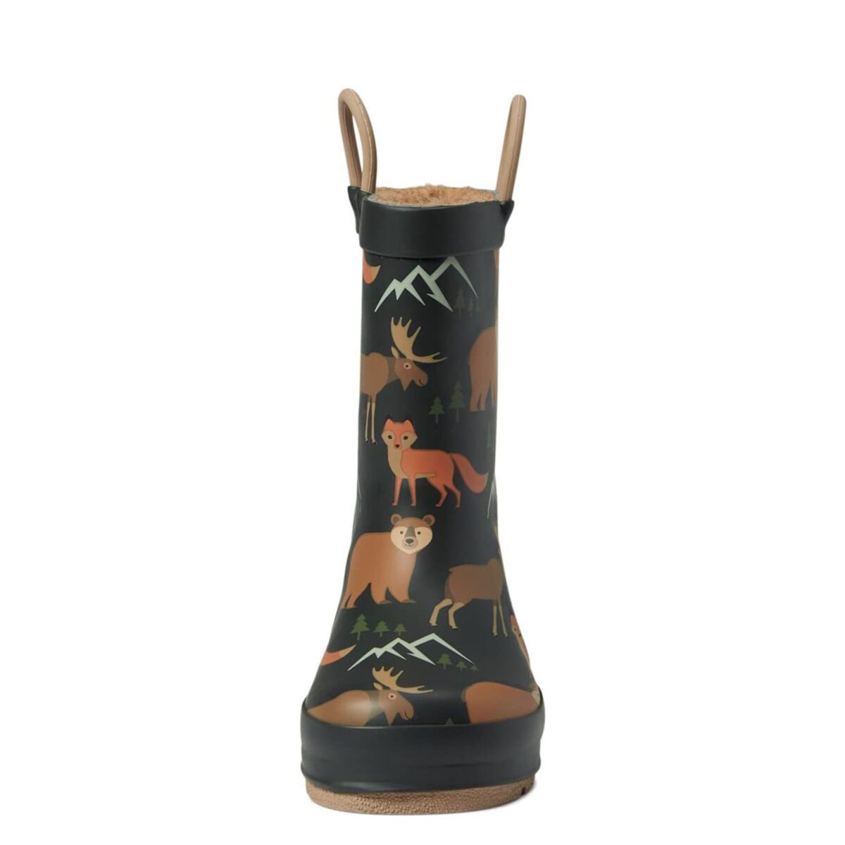 Jungle animal theme children's rain boots front display