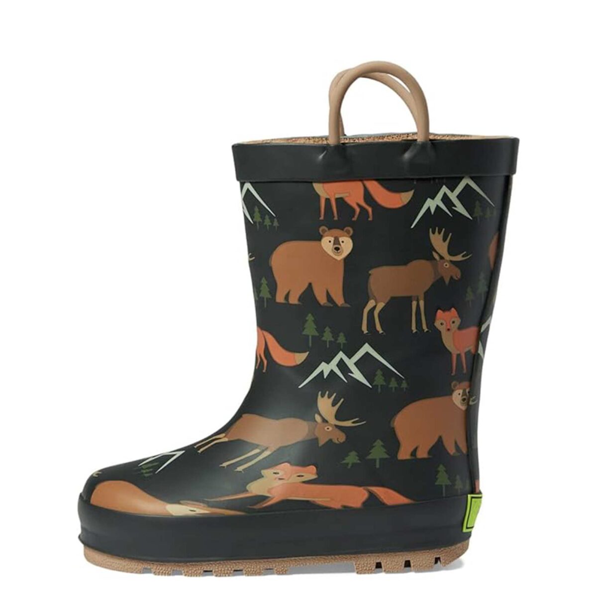 Jungle animal theme children's rain boots left display