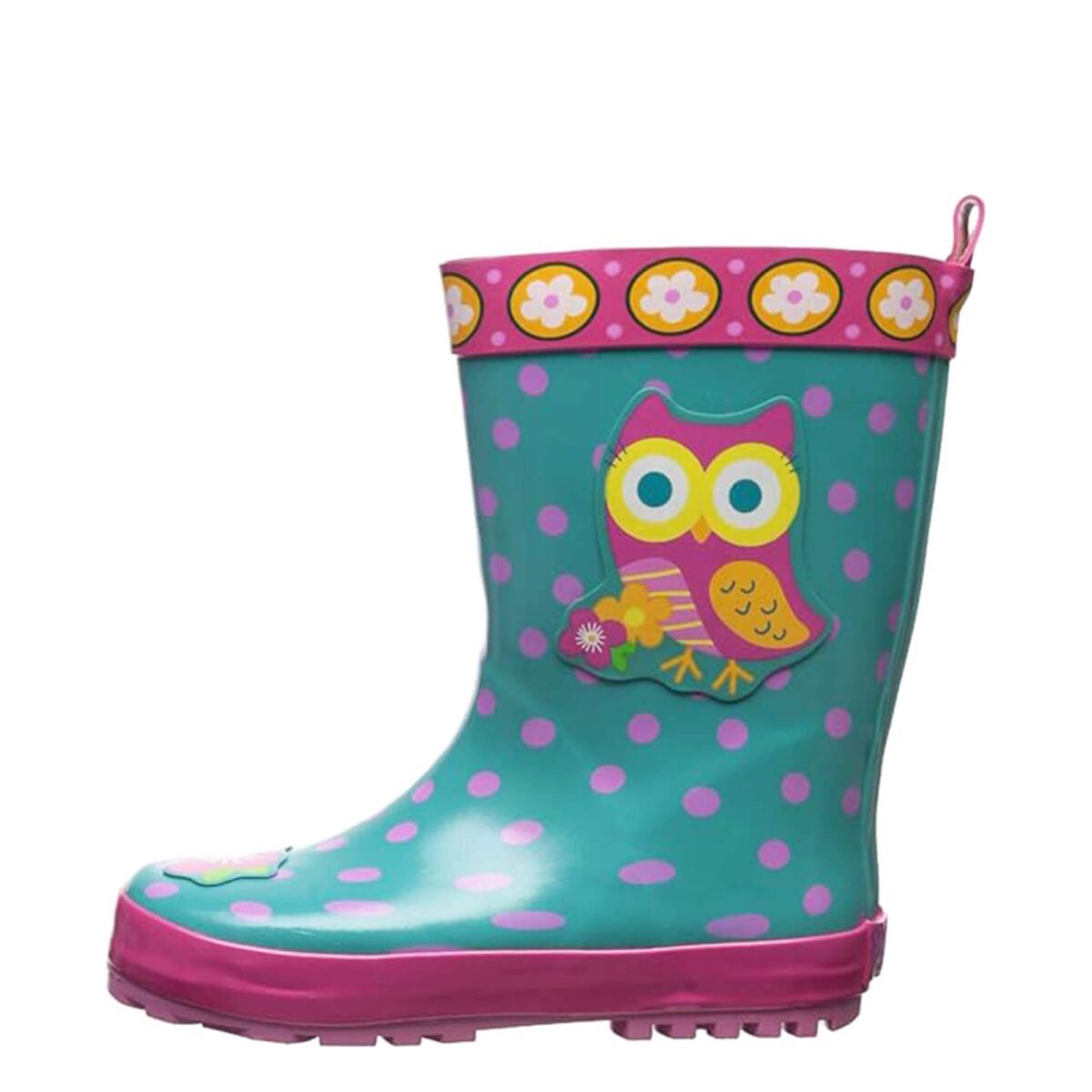 3D owl cartoon children's rain boots left side display picture