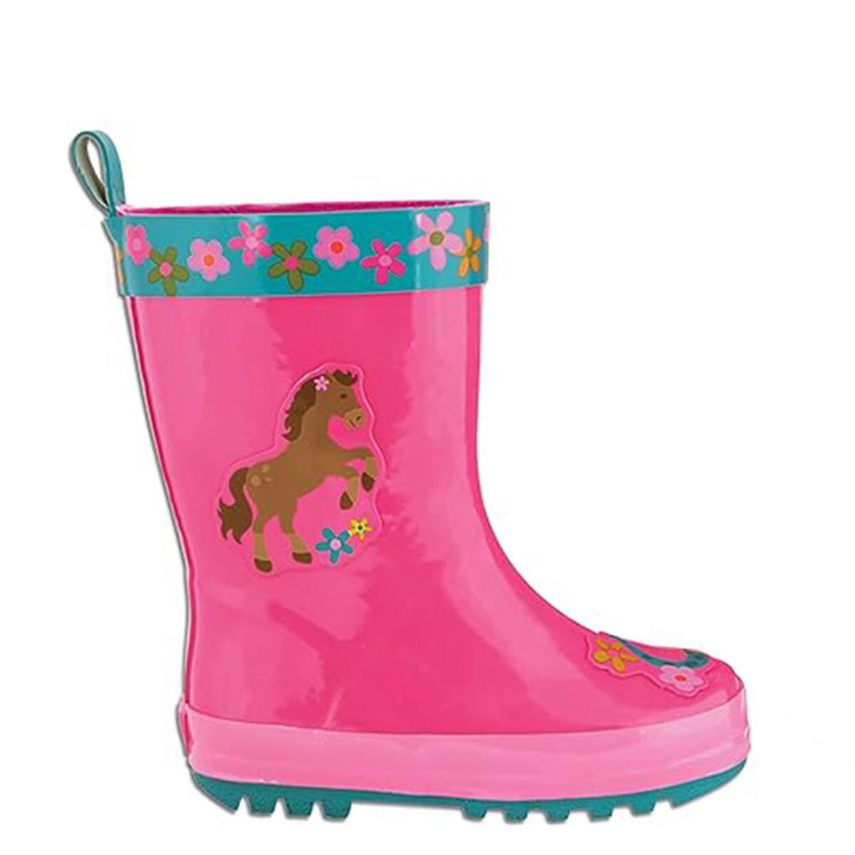 Cartoon 3D pony patch children's rain boots right side display picture