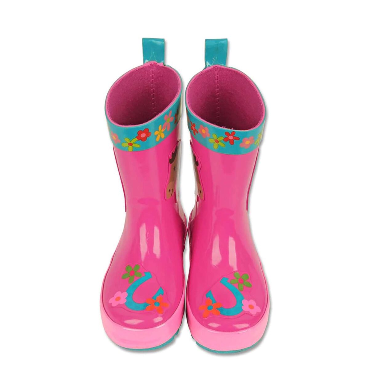 Children's Mid-tube Flat-top Cartoon 3D Pony Patch Rubber Material Waterproof Outdoor Boots - Image 4