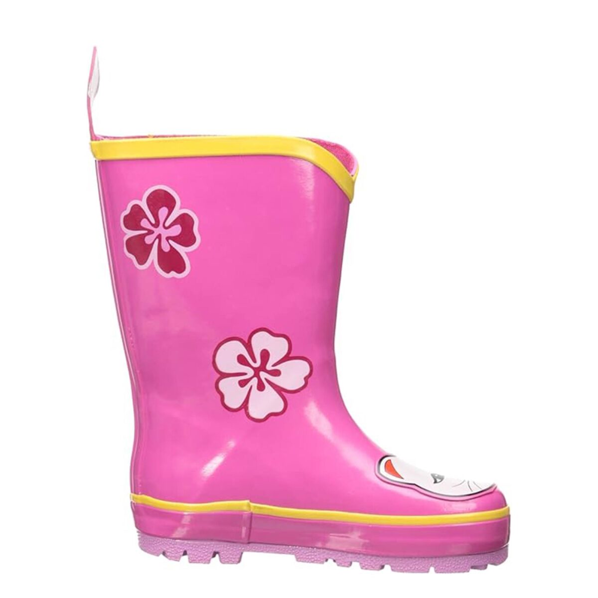 Cartoon print patch flat children's rain boots left display