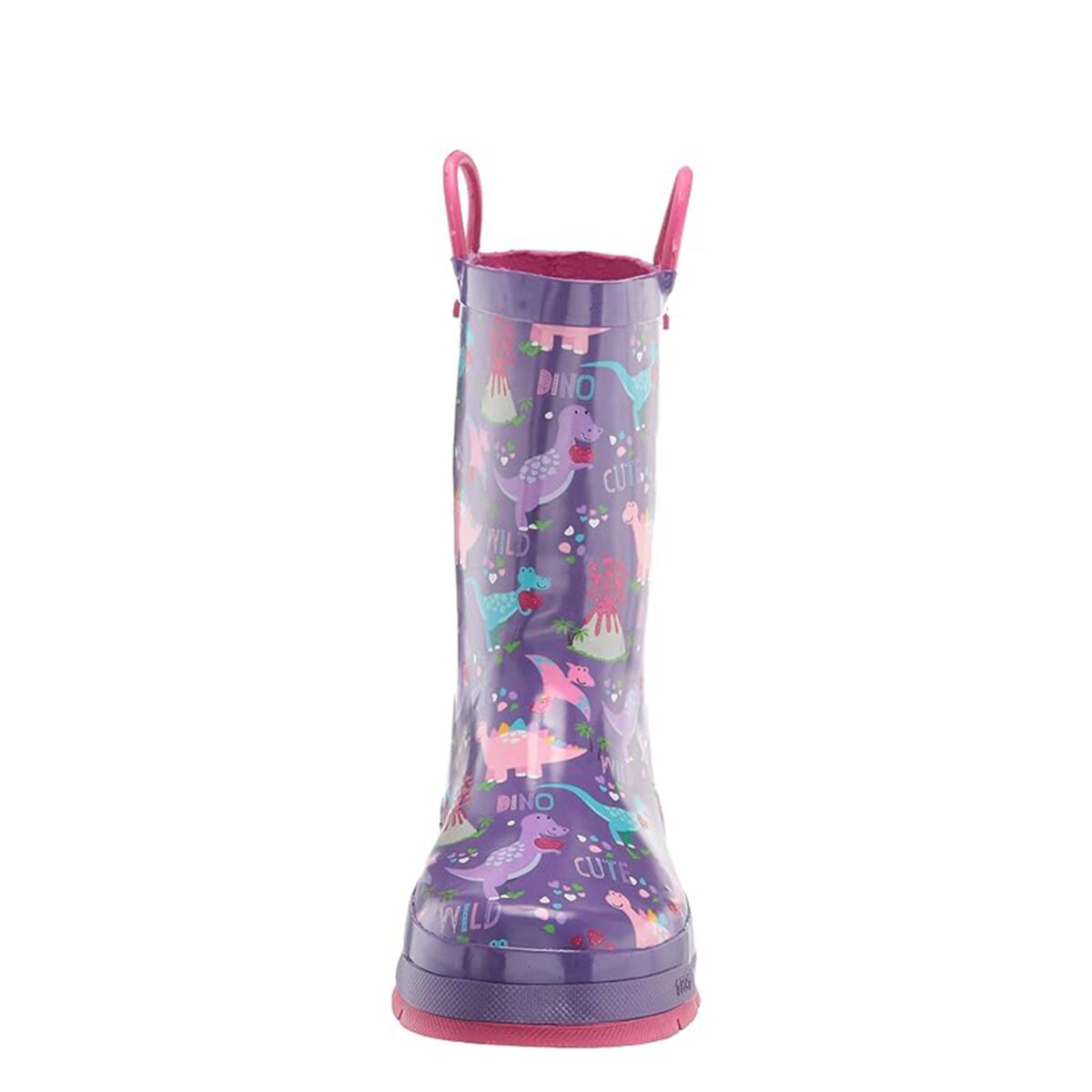 Cartoon dinosaur print purple children's rain boots front display picture