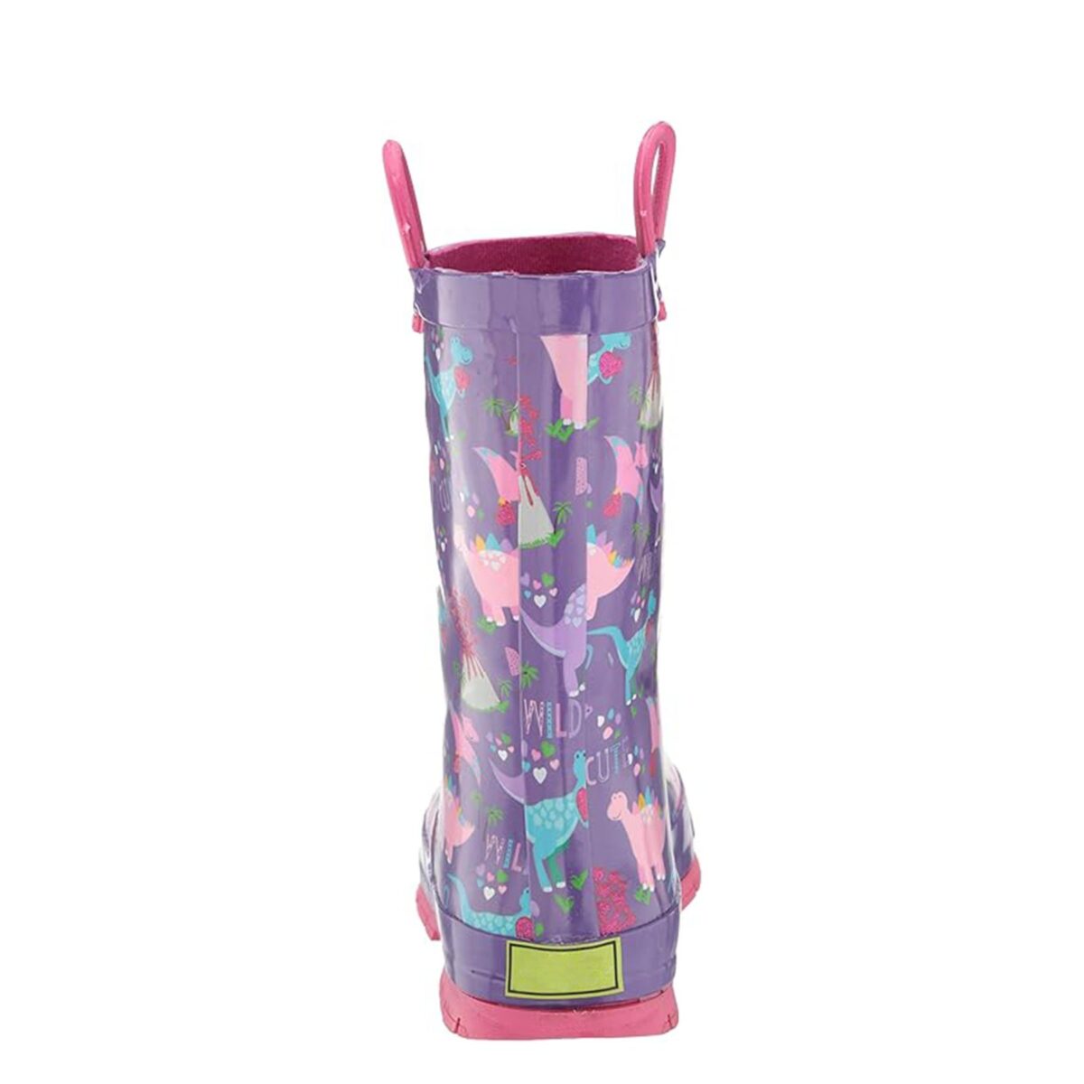 Cartoon dinosaur print purple children's rain boots back display picture